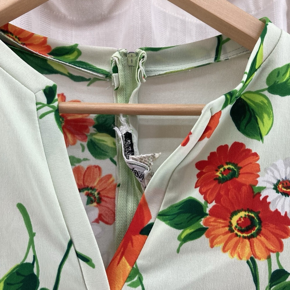 Vintage‎ Joseph Magnin 70s Floral Green Orange Top - Picture 4 of 6